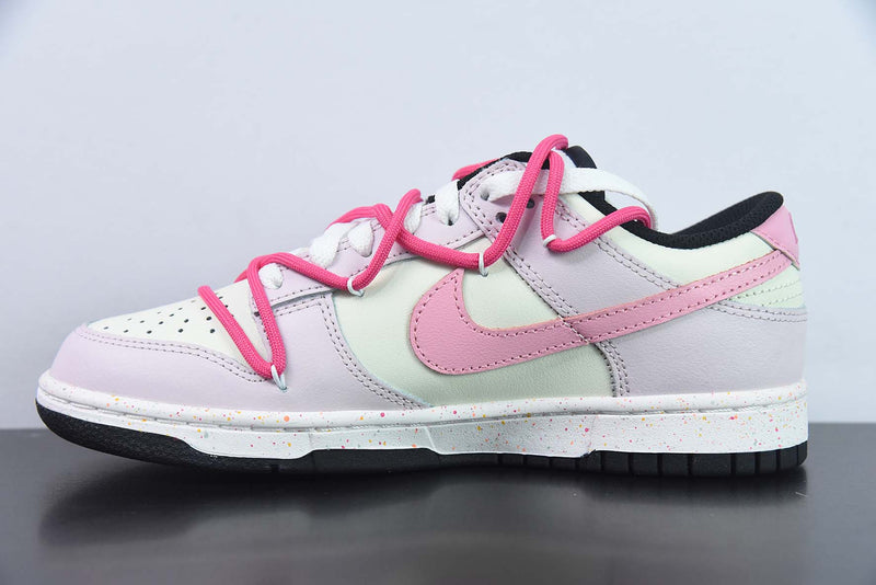 Tênis Dunk Low – Modelo “Multiple Swooshes” (Rosa Sail/Preto) – Custom Exclusivo